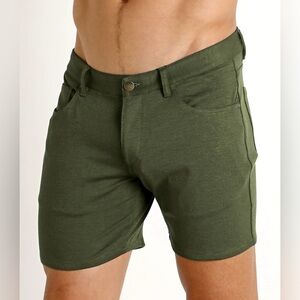 Men's Flat Front Shorts in Olive Green